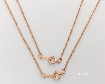 16" 18" Rose Gold Rope Chain Necklace with Clasp