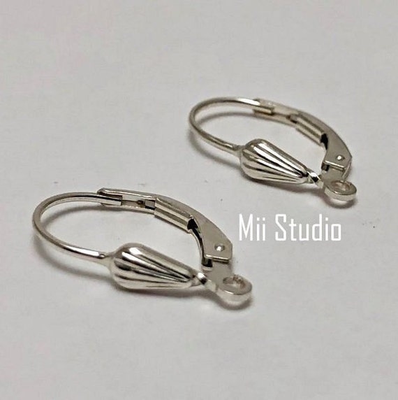 10pcs 925 Sterling Silver plain leverback earring wire lever back with ring E48s