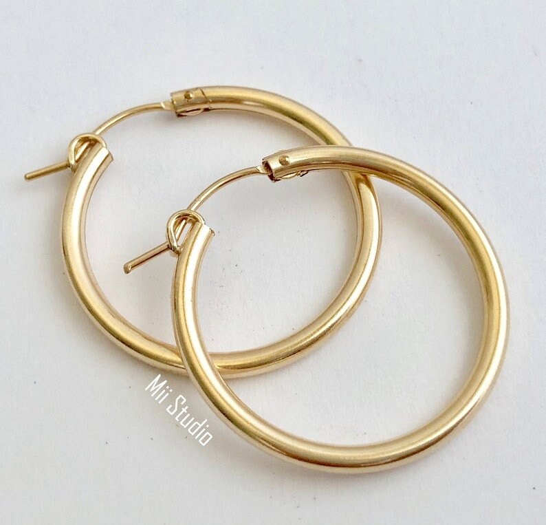 14k Gold Filled Eurowire Hoop Earring 2.3x29mm 2pcs E25g | Etsy