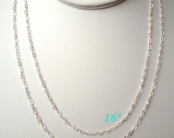 16" or 18" solid 925 bright sterling silver Heart Links chain necklace
