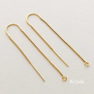 14k yellow gold filled box chain ear threader earring ear wire with U hook ear hole loop 2pcs 4pcs 10pcs  E56g