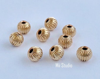 20x 3 mm 14k Gelbgold gefüllt Gerade gewellte Perle Spacer S20g