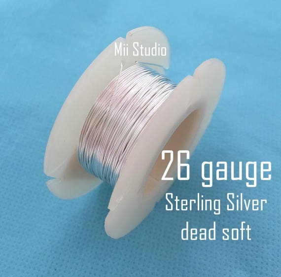 26 gauge Sterling Silver round beading wire bright shinny dead soft w26DS