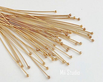 26 gauge 14k yellow gold filled Ball dot bead head pin headpins 30pcs F23g