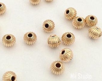 14K Yellow Gold Filled Straight Corrugated Bead Spacer (10pcs/5mm)-S21g
