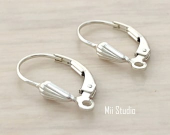 10pcs sterling silver Shell Leverback lever back with open ring E09s