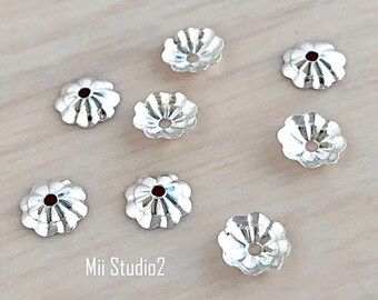 50 Stück 5mm Blumen Perlkappen Sterling Silber 925 F62s