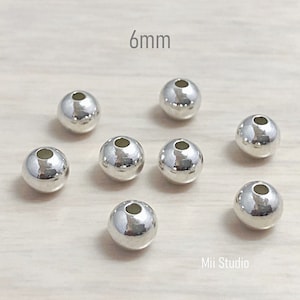 20pcs 6mm Sterling Silver Seamless Round Bead Spacer S06s
