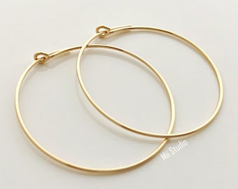 10pcs 30mm 14k gold filled round beading hoop earring wire ear wire earwire E17g