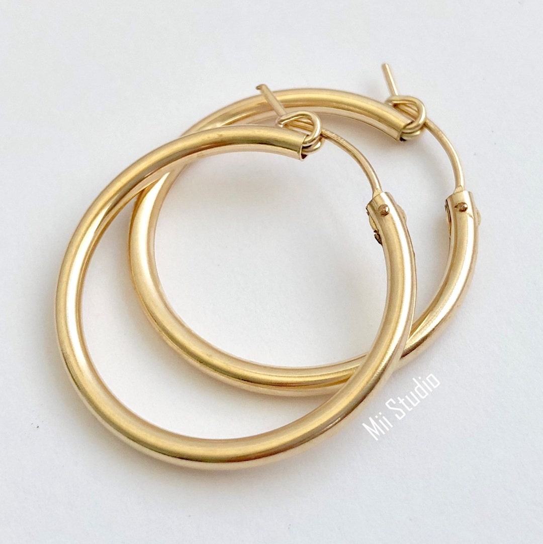 14k Gold Filled Eurowire Hoop Earring 2.3x29mm 2pcs E25g - Etsy