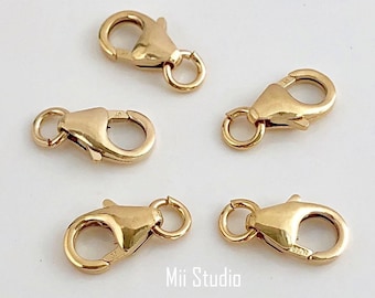 5pcs 10mm 14k gold filled lobster claw clasp closure with open jump ring F36g 