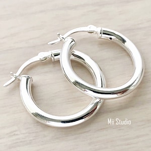 22mm Thick Hook Earring 925 Sterling Silver 3mm Thick  E91s