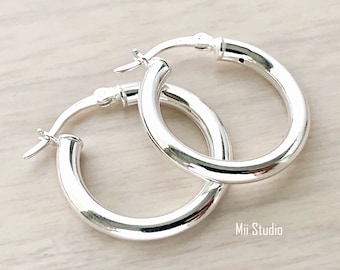 22mm Thick Hook Earring 925 Sterling Silver 3mm Thick  E91s