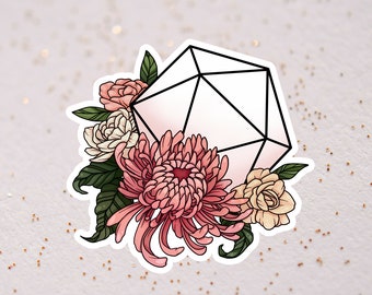 Könnte beinhalten: Eine weiße geometrische Form, die einem Kristall ähnelt, umgeben von rosa und weißen Blumen. Die Blumen sind in einer Bouquet-ähnlichen Form angeordnet, mit dem Kristall in der Mitte.