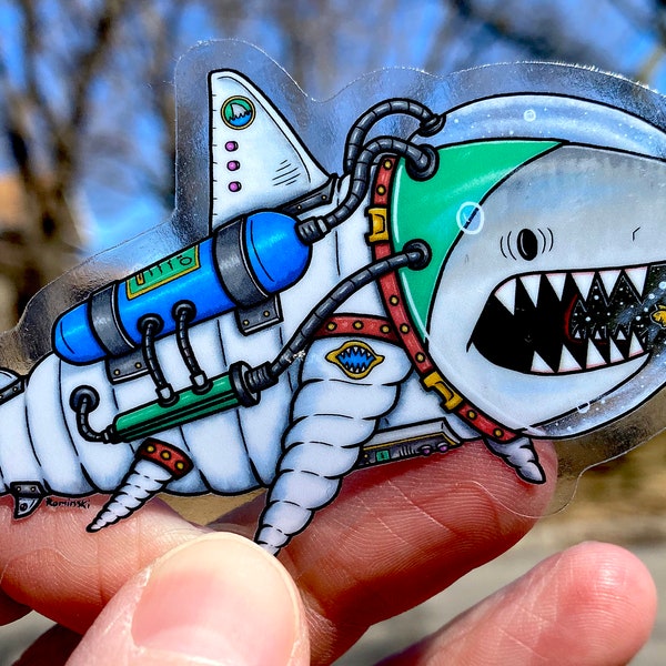 Space Shark Die Cut Vinyl Sticker