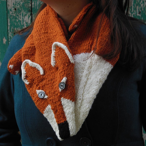 La bufanda de lana tejida a mano Orange FOX