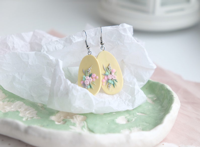 flower girl proposal porcelain earrings,wildflower svg,polymer clay flowers,botanical earrings,mindfulness gift floral svg Lemon earrings