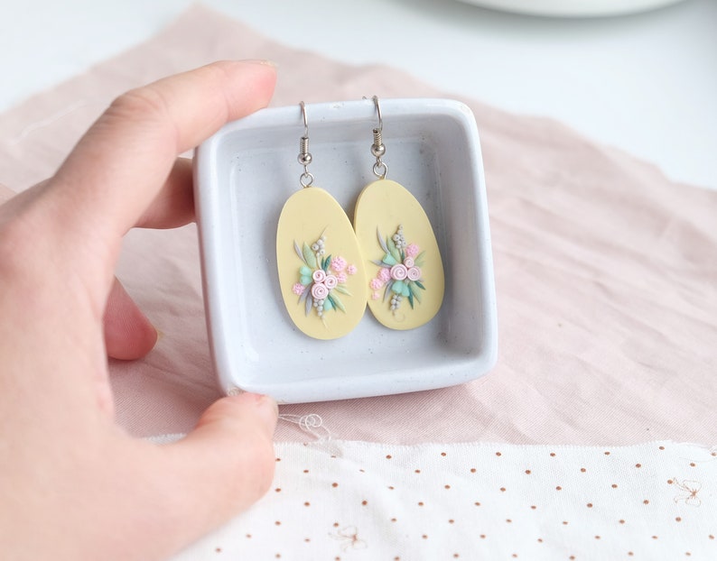 flower girl proposal porcelain earrings,wildflower svg,polymer clay flowers,botanical earrings,mindfulness gift floral svg Lemon earrings