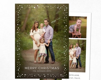 Christmas Card Template - Holidays Photo Card -Merry Christmas Photoshop template 5x7 PSD Flat card  - CC326