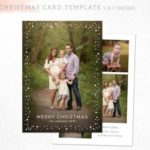 Plantilla de tarjeta de Navidad - Tarjeta fotográfica de vacaciones - Plantilla de Photoshop de Feliz Navidad Tarjeta plana PSD 5x7 - CC326