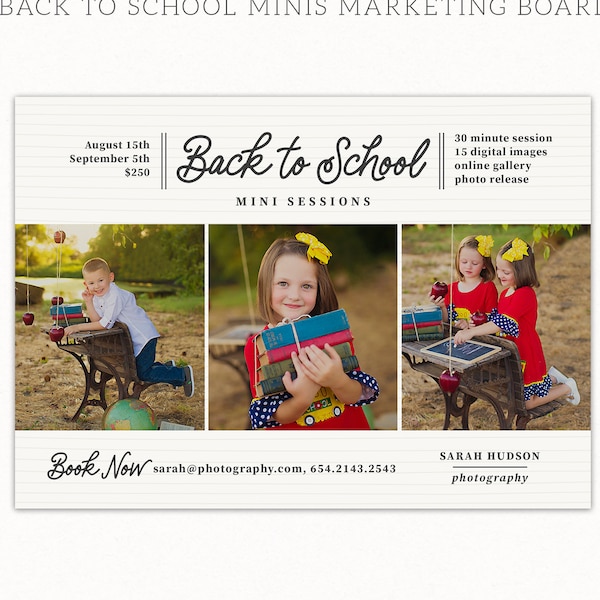 Back to School Mini Session Design -  Back to School Minis Photoshop template - Lined Paper Notebook MB016 INSTANT DOWNLOAD