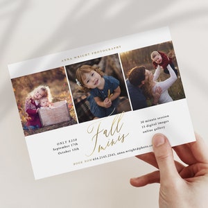 Mall för höstens mini-fotograferingssession - Marknadstavla för fotografering - PSD- och Canva-mall för höstens mini-bilder - DIREKT NEDLADDNING - MFS020