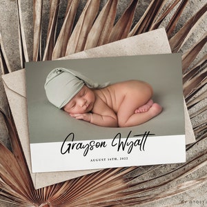 Plantilla de anuncio de nacimiento - Tarjeta de bebé recién nacido Canva & Plantilla de Photoshop para fotógrafos - Tarjeta CB228 5x7 - DESCARGA INSTANTÁNEA