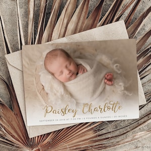 Birth Announcement Template - Baby Newborn Card Canva & Photoshop Template for Photographers - CB170 5x7 card - INSTANT DOWNLOAD