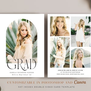 Graduation Announcement Card Template - Class of 2022 Senior for Photographers Canva PSD Flat card -  CG189