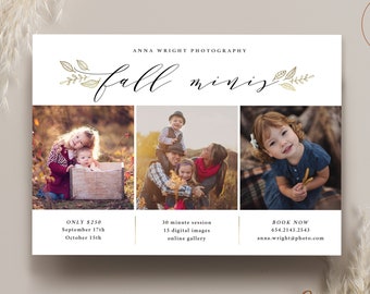 Fall Mini Session Template - Photography Marketing board - Fall Minis Psd & Canva template - INSTANT DOWNLOAD - MFS011