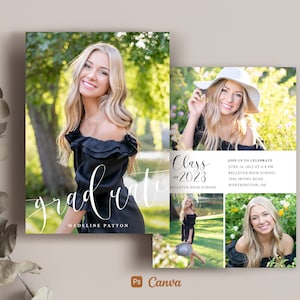 Graduation Announcement Template - Class of 2023 Senior Card for Photographers Canva and PSD Flat card -  CG167