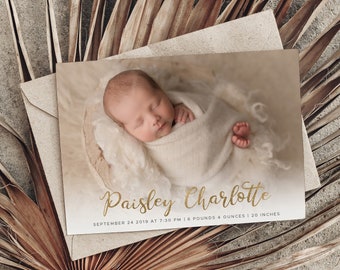 Birth Announcement Template - Baby Newborn Card Canva & Photoshop Template for Photographers - CB170 5x7 card - INSTANT DOWNLOAD