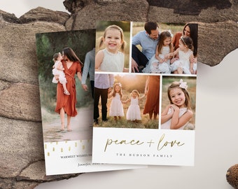 Christmas Card Template - Peace and Hope Merry Christmas Photo Card - Minimalist Christmas - 2022 Canva & Photoshop template - CC345