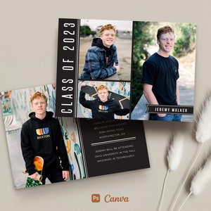 Graduation Announcement Template - Photoshop photo card template - INSTANT DOWNLOAD - Simple Classic CG043