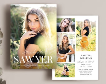 Graduation Announcement Card Template - Class of 2025 Senior for Photographers Canva PSD Flat card -  CG197