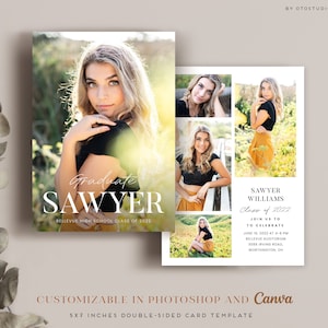 Graduation Announcement Card Template - Class of 2025 Senior for Photographers Canva PSD Flat card -  CG197