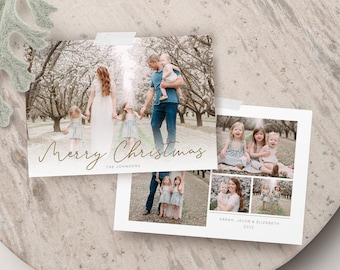 Christmas Card Template for photographers - Merry Christmas White Overlay Photo Card PSD & Canva Flat - CC281 - Instant Download