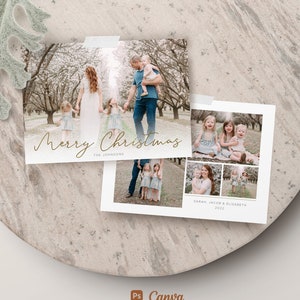 Modèle de carte de Noël pour les photographes - Merry Christmas White Overlay Photo Card PSD & Canva Flat - CC281 - Téléchargement immédiat
