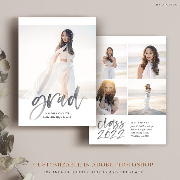 Graduation Announcement Template Class of 2022 Senior Card for Photographers PSD Flat card -  CG135