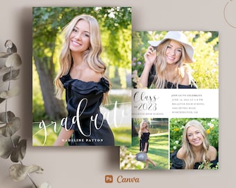 Graduation Announcement Template - Class of 2023 Senior Card for Photographers Canva and PSD Flat card -  CG167