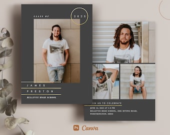 Graduation Announcement Template - 2023 Senior printable Canva Photoshop photo card template - INSTANT DOWNLOAD - CG080