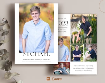 Graduation Announcement Template - Class of 2023 Senior Card for Photographers Canva PSD Flat card -  CG179