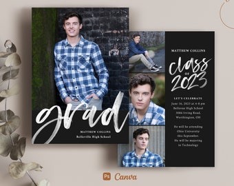 Graduation Announcement Template - Canva Photoshop photo card template - INSTANT DOWNLOAD - CG139