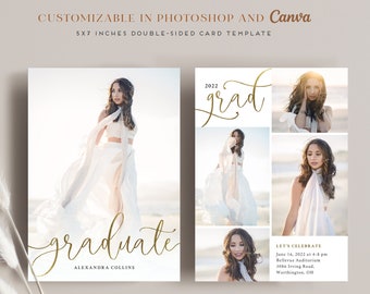 Graduation Announcement Template Senior Card for Photographers Canva PSD Flat card -  CG123