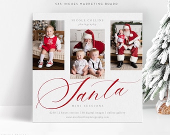 Holiday mini session template marketing board - Santa Minis MC027 - Canva & Photoshop -  INSTANT DOWNLOAD