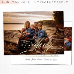 Christmas Card Template - Merry Christmas Photo Card - Photoshop template 5x7 PSD Flat card  - CC178