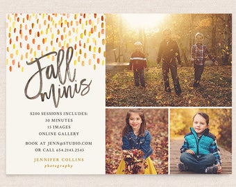 Fall Mini Session Template - Photography Marketing board - Fall Minis Psd template - INSTANT DOWNLOAD - Brushed Fall MFS007