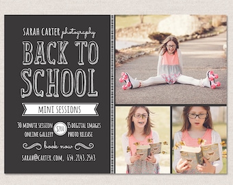 Back to School Mini Session Design -  Photoshop template - Chalkboard Minis MB006 INSTANT DOWNLOAD
