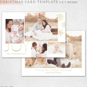 Plantilla de tarjeta de Navidad para fotógrafos - Joy Holidays Photo Card PSD Flat - Joyful Collage CC133 - Descarga instantánea