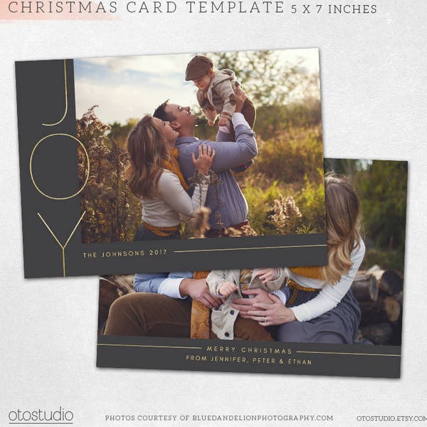 Christmas Card Template for photographers - Joy Holidays Photo Card PSD Flat -  Joy Modern CC134 - Instant Download